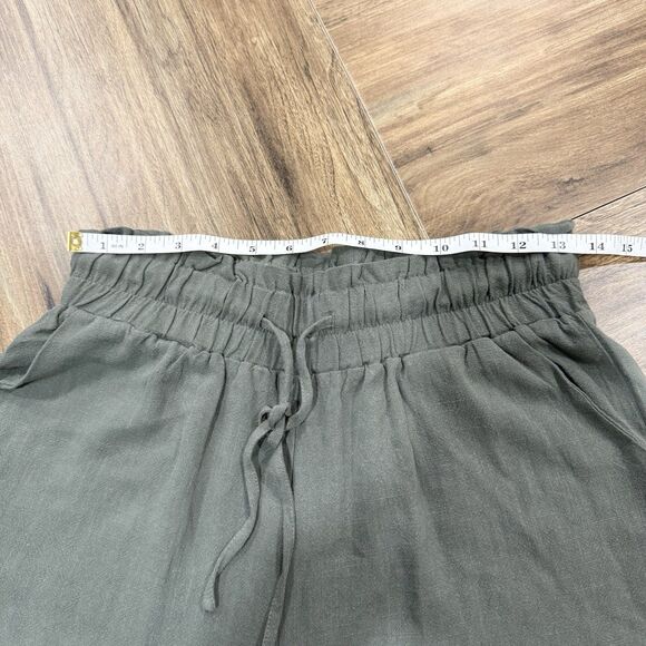 Anrabess Linen Blend Loose High Waist Wide Leg Crop Pants Women Size Medium - Picture 6 of 8